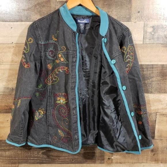 Denim & Co embroidered detailed jean jacket woman's size small - Picture 8 of 12
